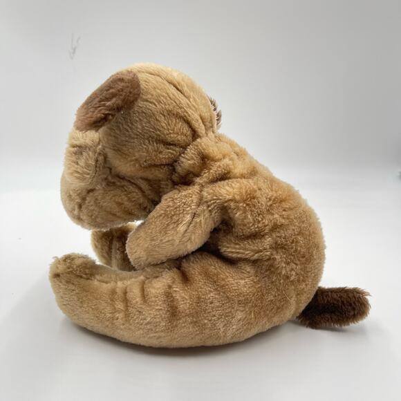 Vintage 12" Raffoler Brown Plush Dog Droopy Floppy Tan Wrinkles SharPei 1986 - Picture 4 of 12